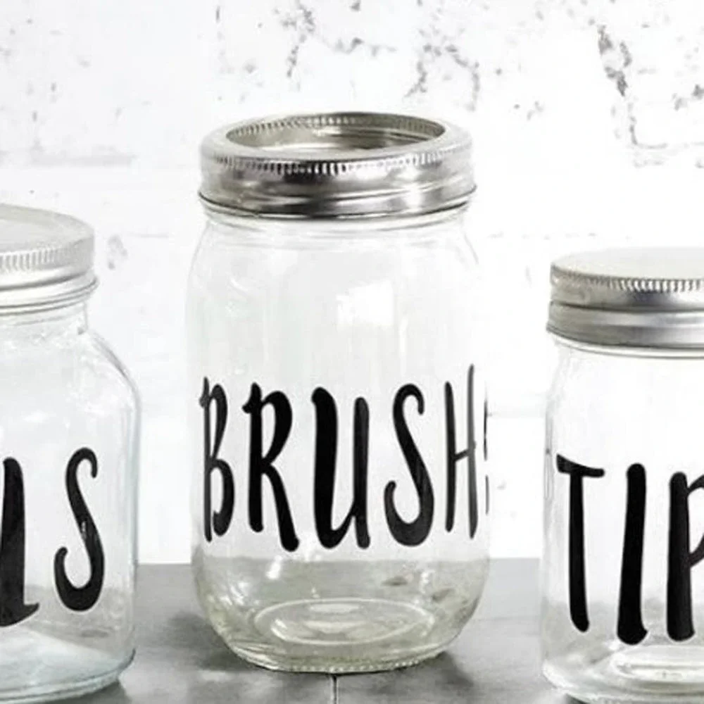 Set of 3 Apothecary Glass Jars with Screw on Lid, Funny Quotes